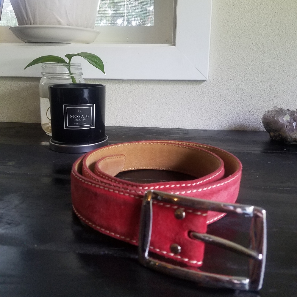 Vintage red suede belt women's small/medium